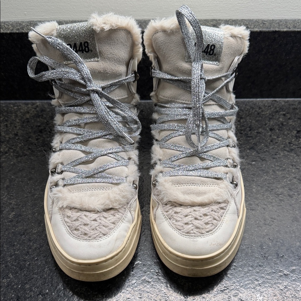 P448 Bali Sherpa High-Top Sneakers with Silver Laces